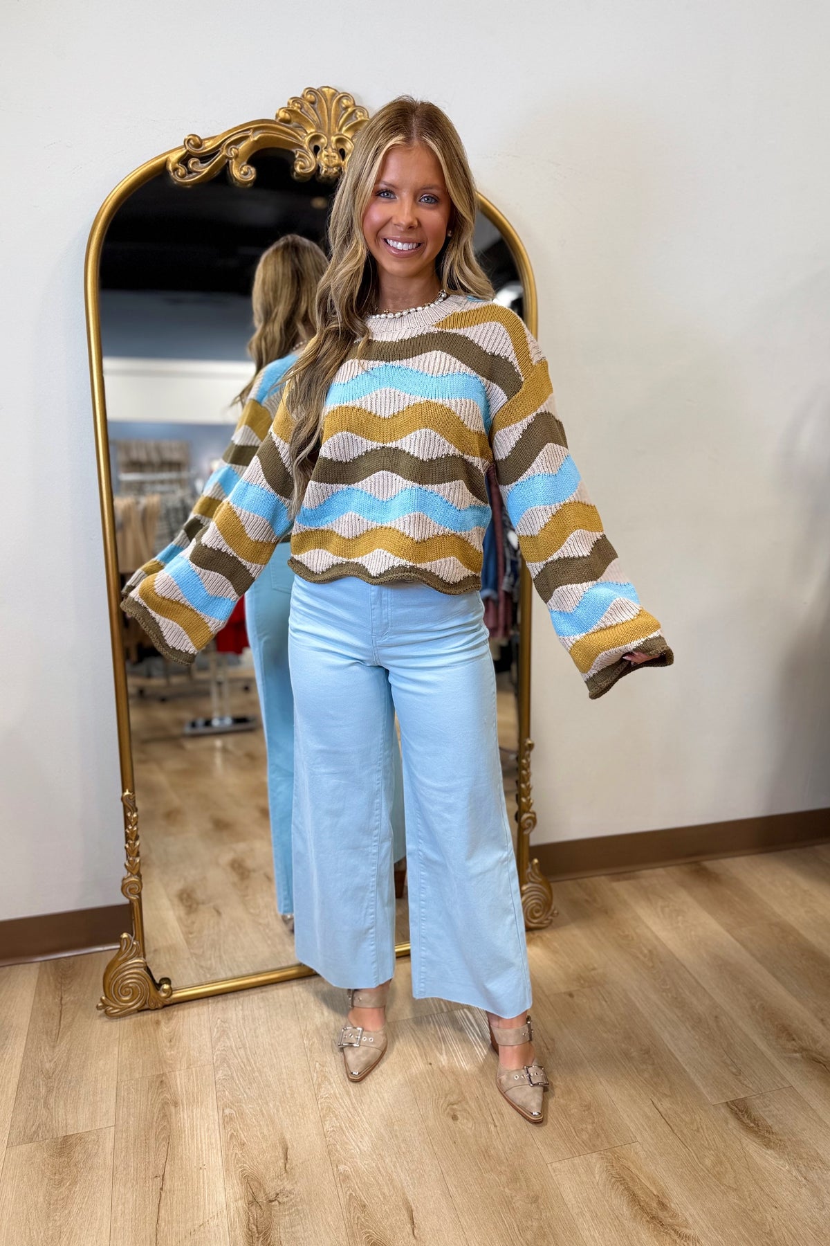 Wavy Weekend Sweater Blue Taupe