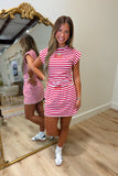 E Squared Striped Cap Sleeve Cinched Tee American Flag