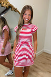 E Squared Striped Cap Sleeve Cinched Tee American Flag