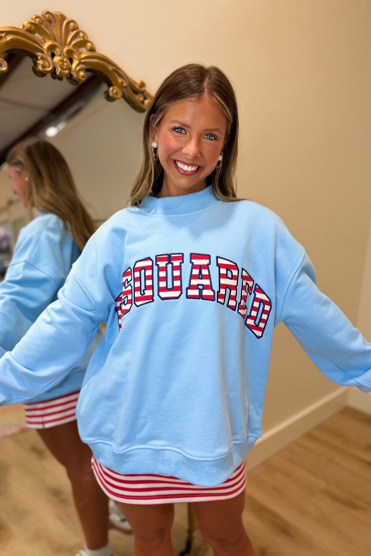 E Squared Mock Neck Sweatshirt Americana