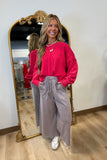 Cutout Back Terry Sweatshirt Red