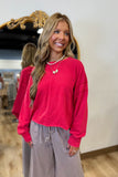 Cutout Back Terry Sweatshirt Red