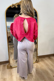 Cutout Back Terry Sweatshirt Red