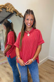 Alexander Ribbed Top Red