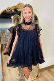 Wildflower Lace Mini Dress Black