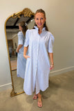 Nina Seer Sucker Striped Midi Dress Sky Blue