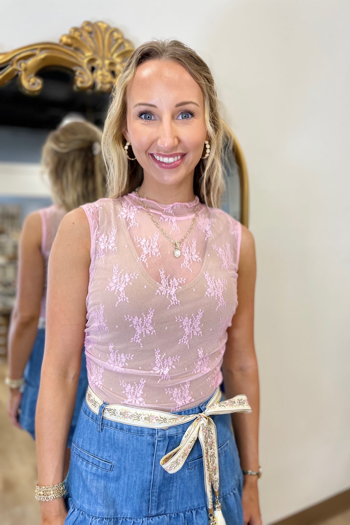 2 Endless Possibilities Lace Tank Pink