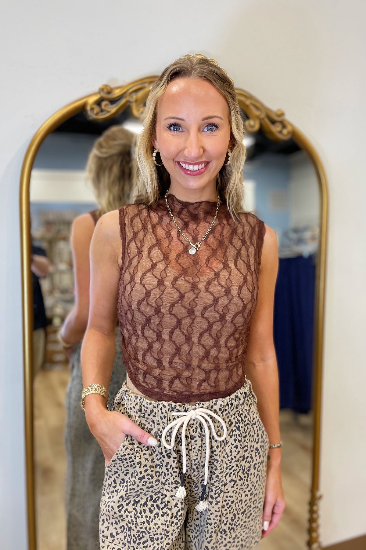 2 Endless Possibilities Lace Tank Chesnut