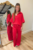Sophia Scuba Short Sleeve Set Red