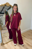 On Time Scuba Pant Set Burgundy