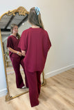 On Time Scuba Pant Set Burgundy