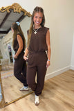 In Rhythm Cropped Jogger Set Brown