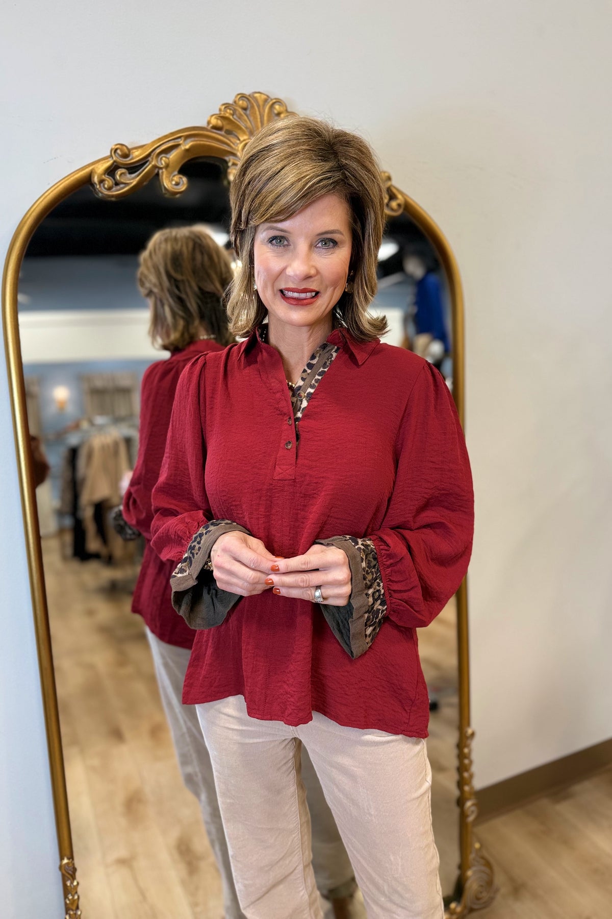 Umgee Easy Wear Blouse Burgundy