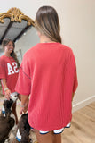 USA Ribbed Top Red