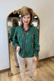 Umgee Floral Blouse Hunter