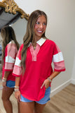 Casual 4th Contrast Top Red