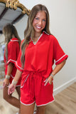 True American Trimmed Short Set Red