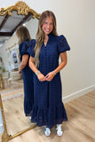 American Belle Eyelet Dress Navy