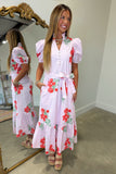 Sunlit Rhapsody Floral Puff Sleeve Dress Pink