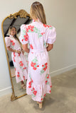 Sunlit Rhapsody Floral Puff Sleeve Dress Pink
