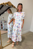 Petal Sonata Floral Midi Dress Cream
