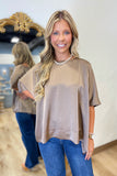 Autumn Latte Satin Top Mocha