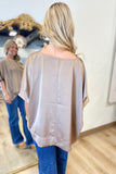 Autumn Latte Satin Top Mocha