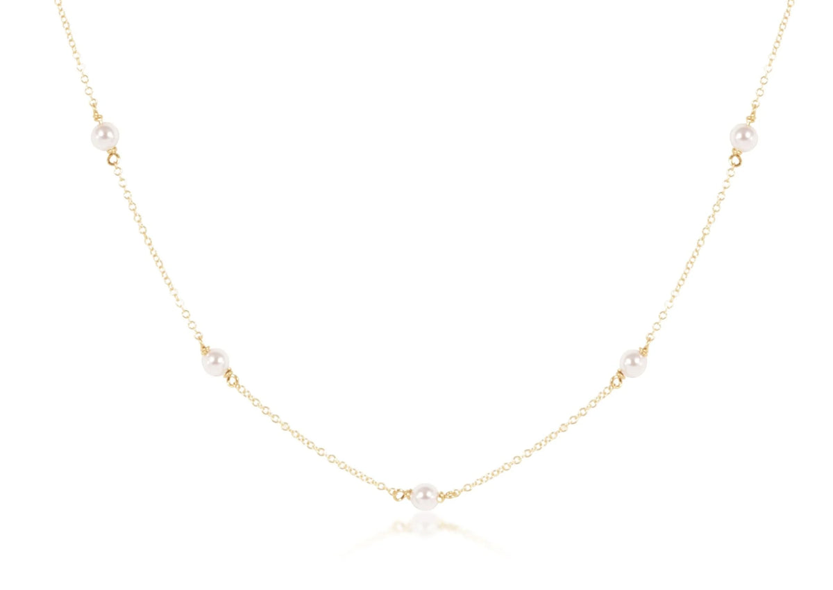 E Newton 17" Simplicity Chain Gold Pearl 4mm