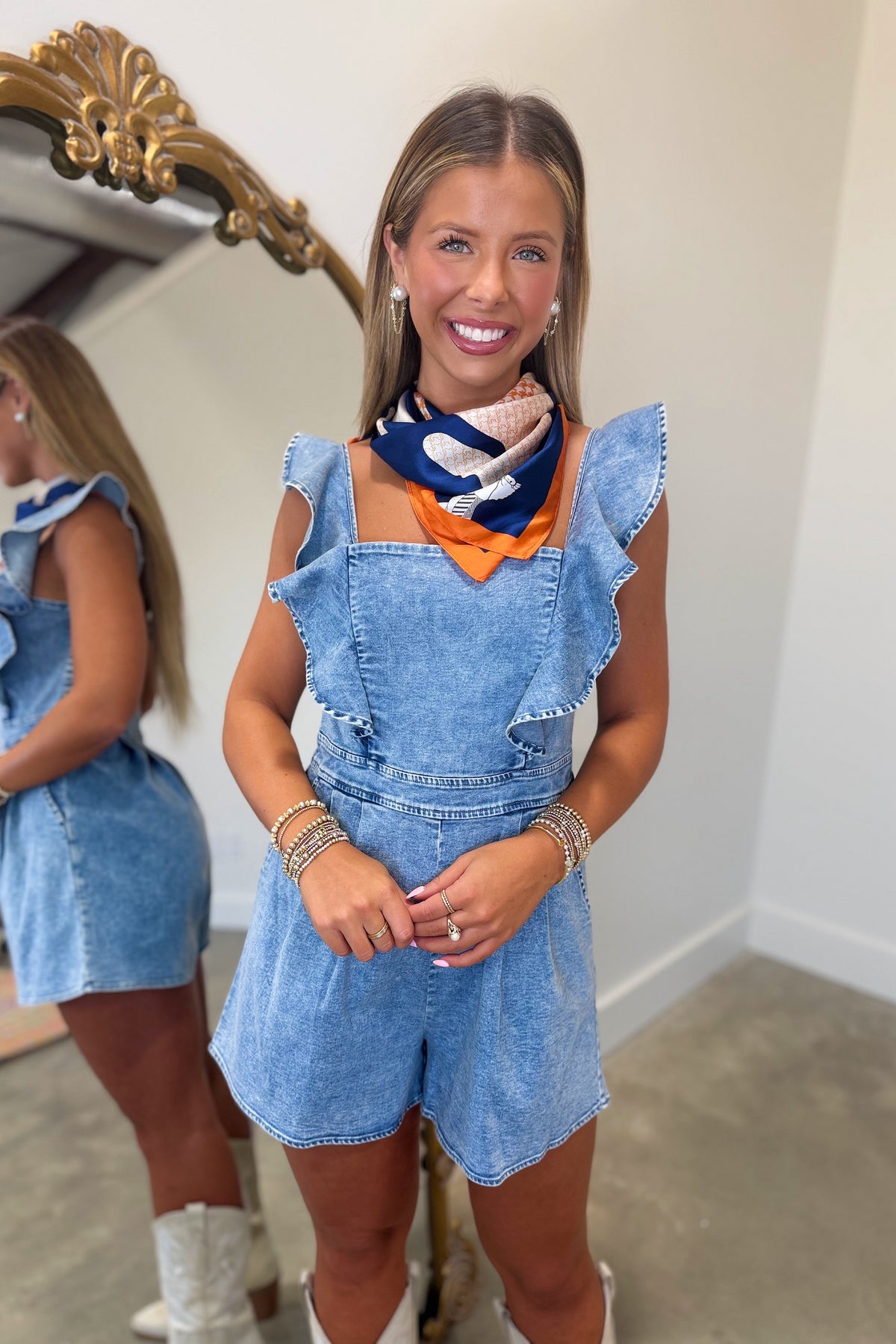 Denim Darling Ruffled Romper