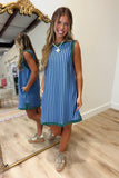 Sneaker Season Striped Dress Green Blue