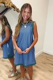 Sneaker Season Striped Dress Green Blue