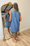 Sneaker Season Striped Dress Green Blue