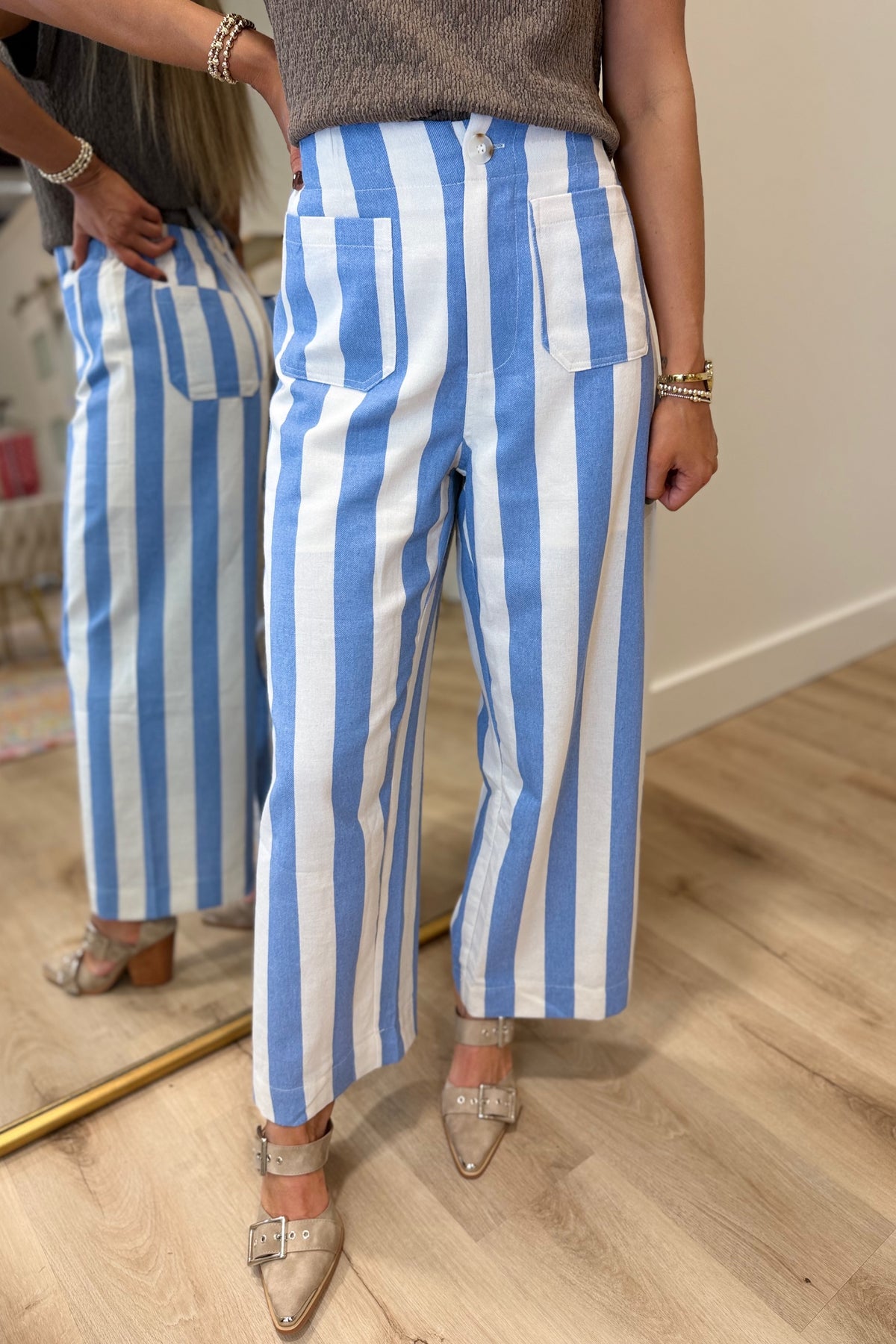 Striding Stripes Pant Blue