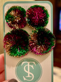 Taylor Shaye Mardi Gras Poms Earrings