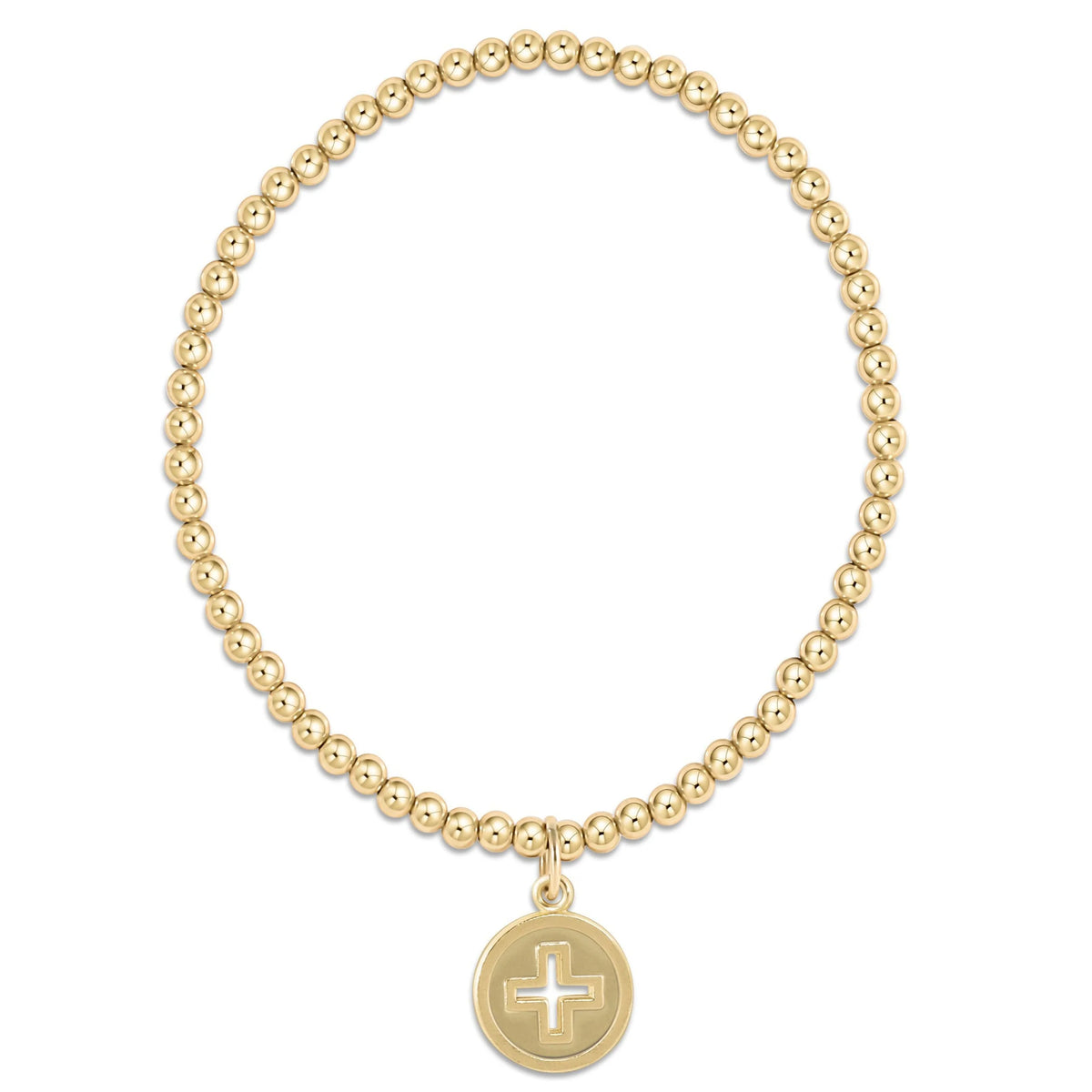 E Newton Classic Gold 3mm Signature Cross Disc Bracelet