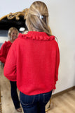 Celebration Season Ruffle Neck Sweater Red