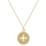 E Newton 16" Necklace Gold Signature Cross Gold Disc