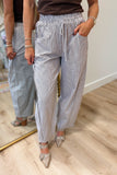 Striped Barrel Cotton Pants Brown