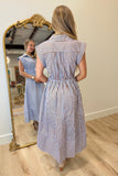 Southern Harvest Self Tie Dress Blue/Brown