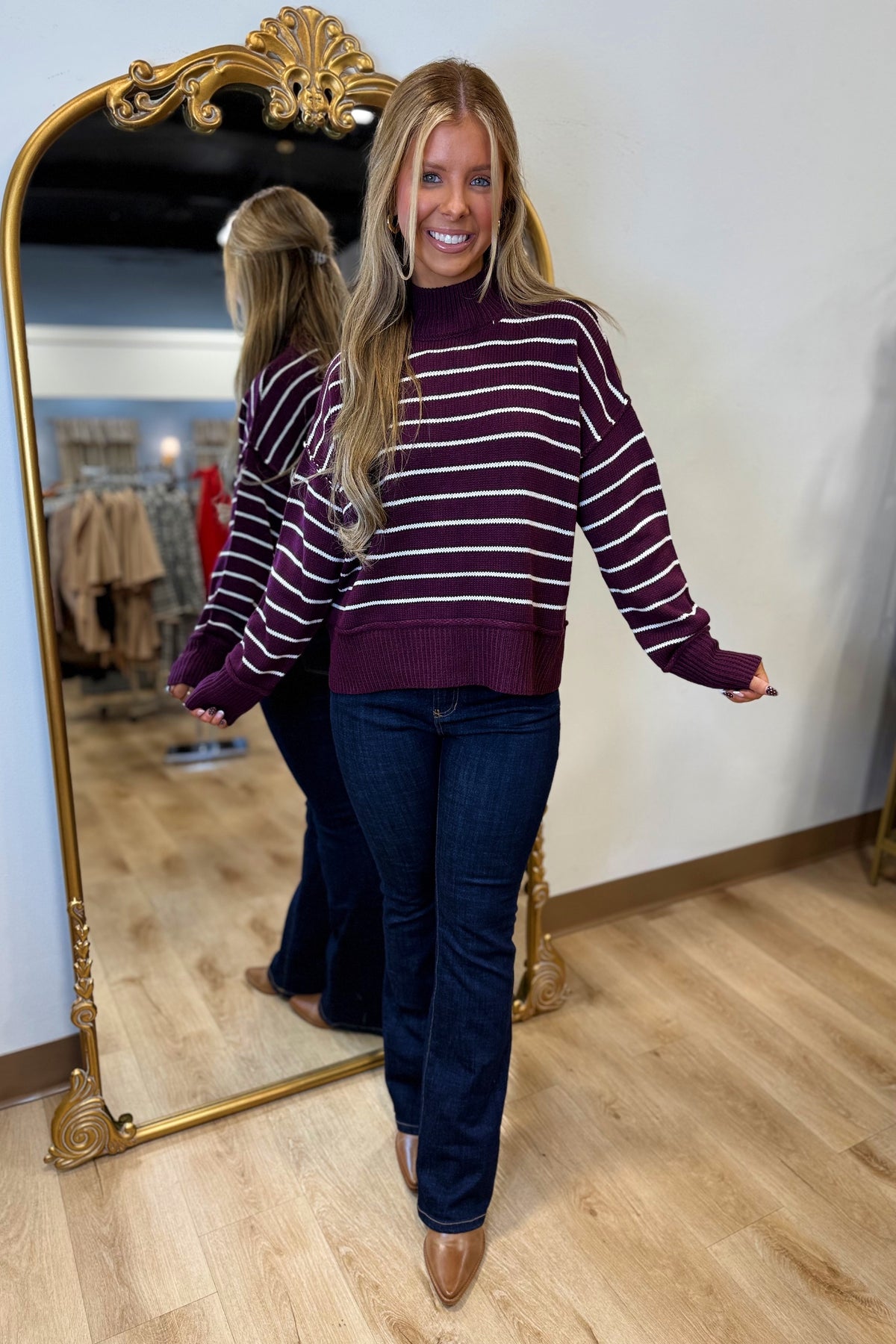 Maroon Madness Striped Sweater