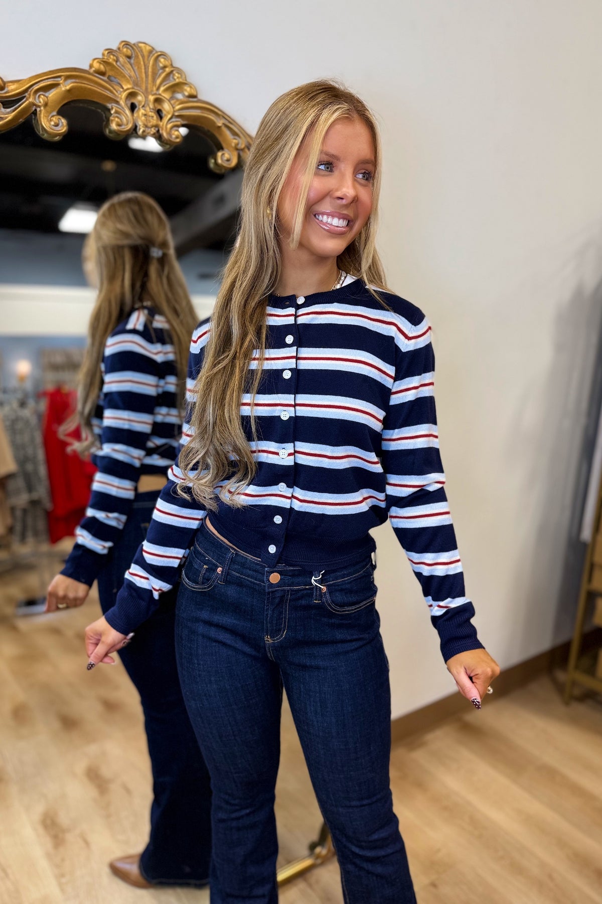 Rebel Stripe Button Down Cardigan