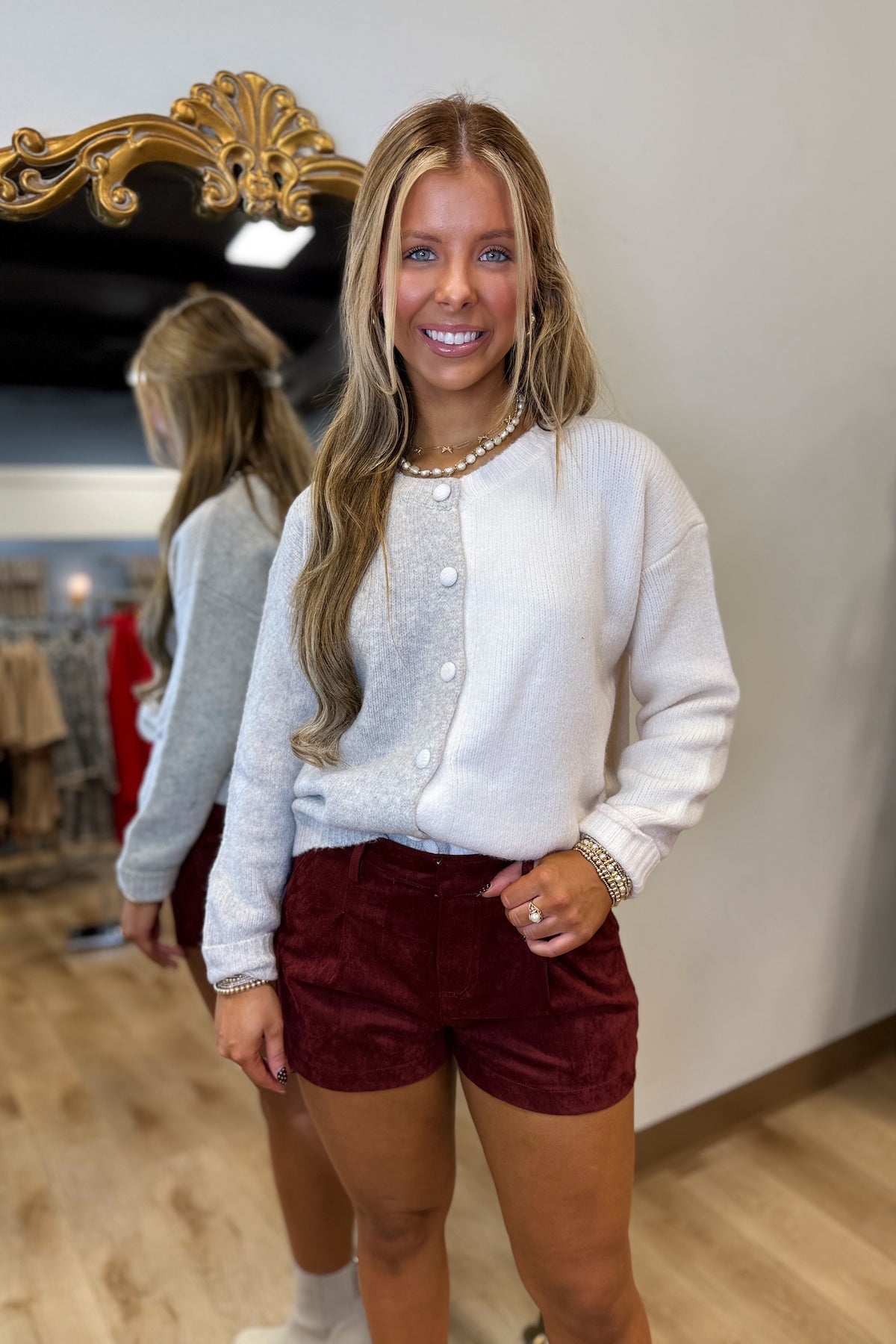 Color Block Cardigan Sweater Oat/Ivory