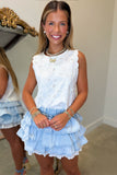 Floral Eyelet Tank White