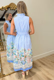 Strolling Sorrento Striped Midi Dress Blue