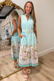 Strolling Sorrento Striped Midi Dress Green