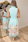 Strolling Sorrento Striped Midi Dress Green
