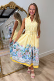 Strolling Sorrento Striped Midi Dress Yellow