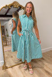 Showing Off Stripes Midi Dress Green