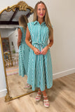 Showing Off Stripes Midi Dress Green