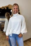 Margot Mock Neck Knit Top Ivory